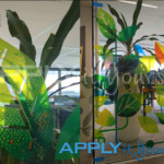 Transparent window film for the office with a cut-to-shape design, close-ups