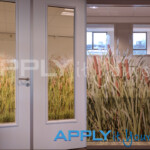 transparent window film with custom reeds / grass design for windows and doors