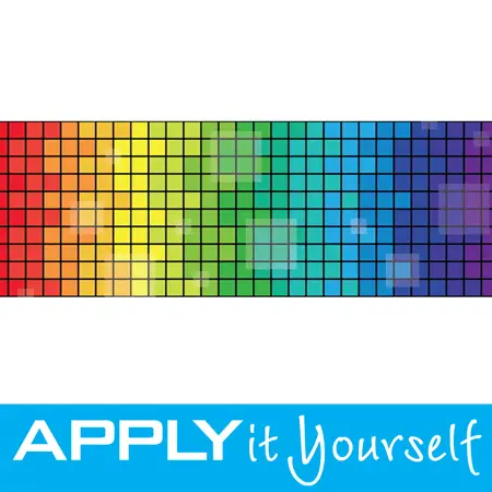 Modern stained glass window film, horizontal rainbow, AIY