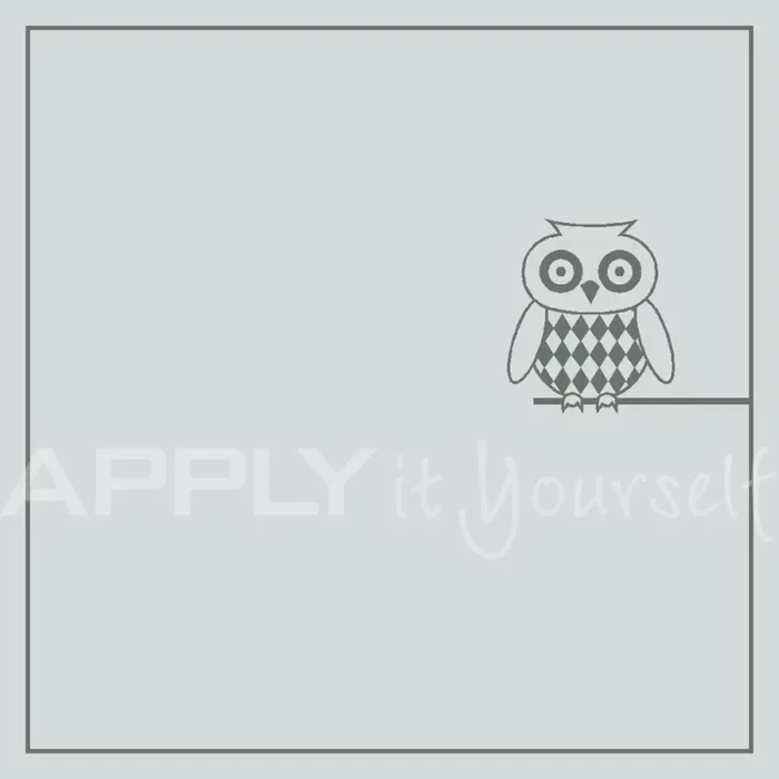 custom, frosted window film, owl, border, APPLYitYourself