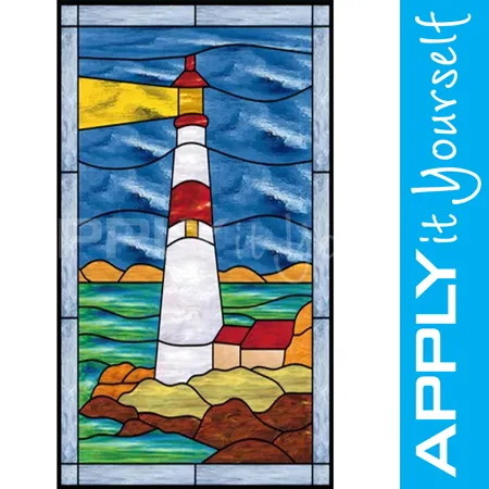 stained glass window film, modern, lighthouse, APPLYitYourself