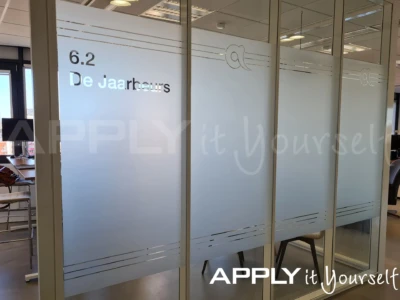 custom, frosted window film, AR01, own custom design, office wall