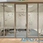 custom, frosted window film, AR01, own bespoke design, office wall