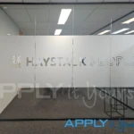 custom, frosted window film, AR01, own design, office wall