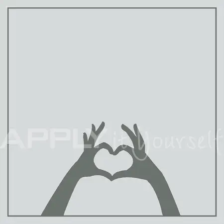 custom, frosted window film, border, heart, finger, fingers making heart