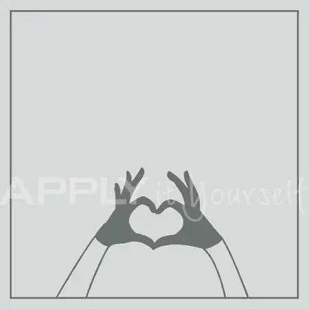 custom, frosted window film, border, heart, finger, fingers making heart, sleeves