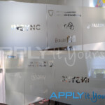 frosted window film office wall with logos apply it yourself