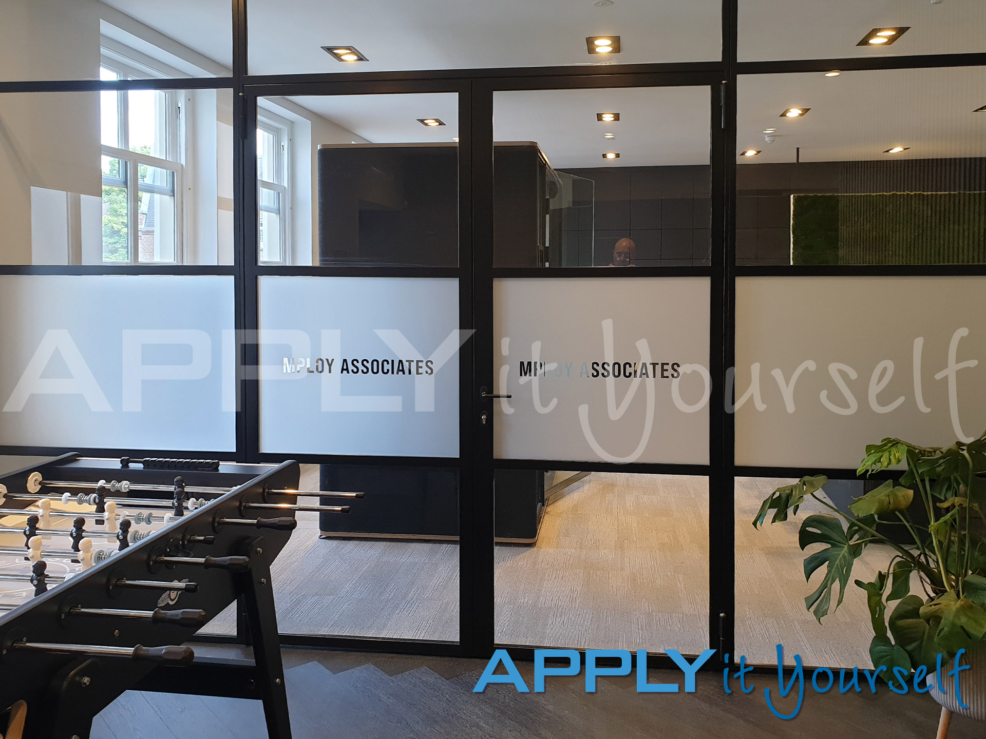 frosted window film project for privacy on the glass office wall apply it yourself 2