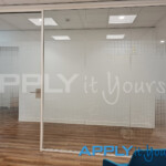 frosted window film project office wall with dots circles round apply it yourself