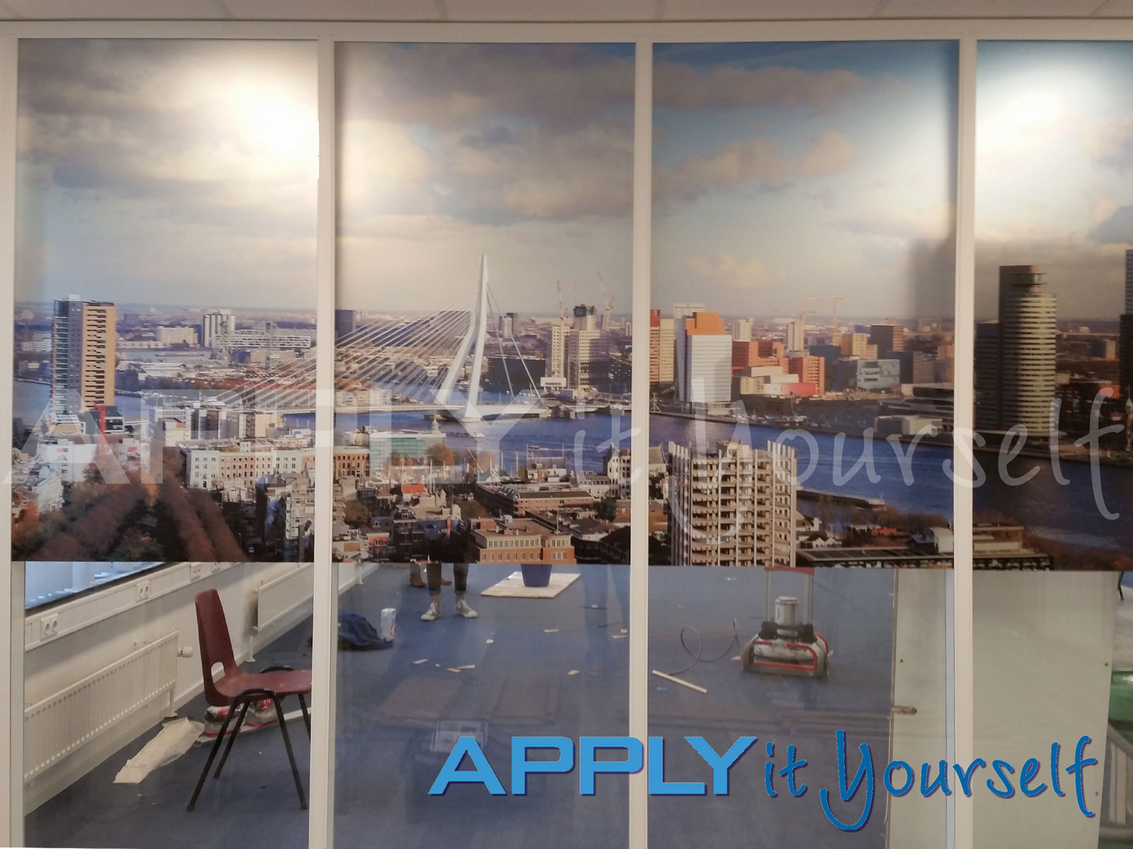 printed frosted window film project for privacy office wall apply it yourself