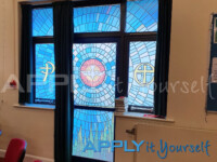 printed frosted window film project stained glass across multiple windows apply it yourself