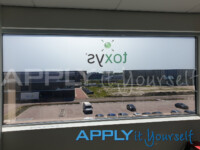 printed frosted window film project with logo in color apply it yourself