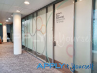 printed frosted window film projects logo and colours for office wall apply it yourself