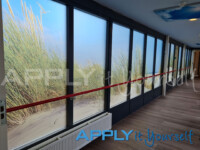 printed frosted window film projectwith large photo beach across multiple windows apply it yourself