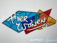 Transparent window cling (AR04), sticker, die-cut, cut-to-shape, reverse window cling