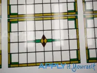 Transparent window cling (AR04), old, stained glass, design, green, yellow