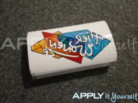 Transparent window cling (AR04), reverse window sticker, die-cut, cut-to-shape