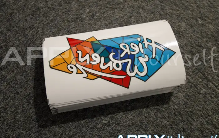 Transparent window cling (AR04), reverse window sticker, die-cut, cut-to-shape